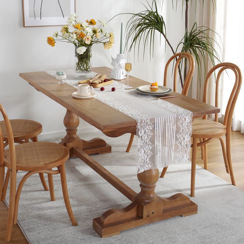 Embroidered Mesh Lace Table Runner