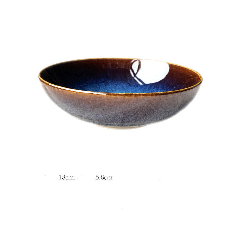 Ceramic Blue Kiln Shallow Dish