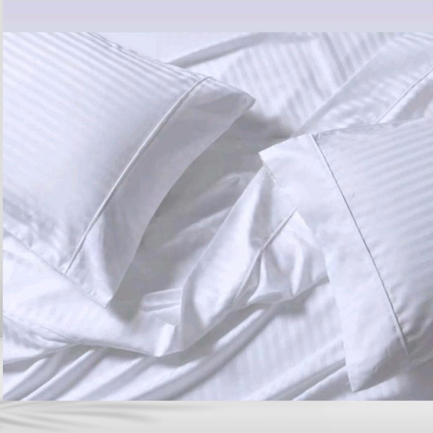 Bed Sheet with two Pillow covers - Self Stripes White