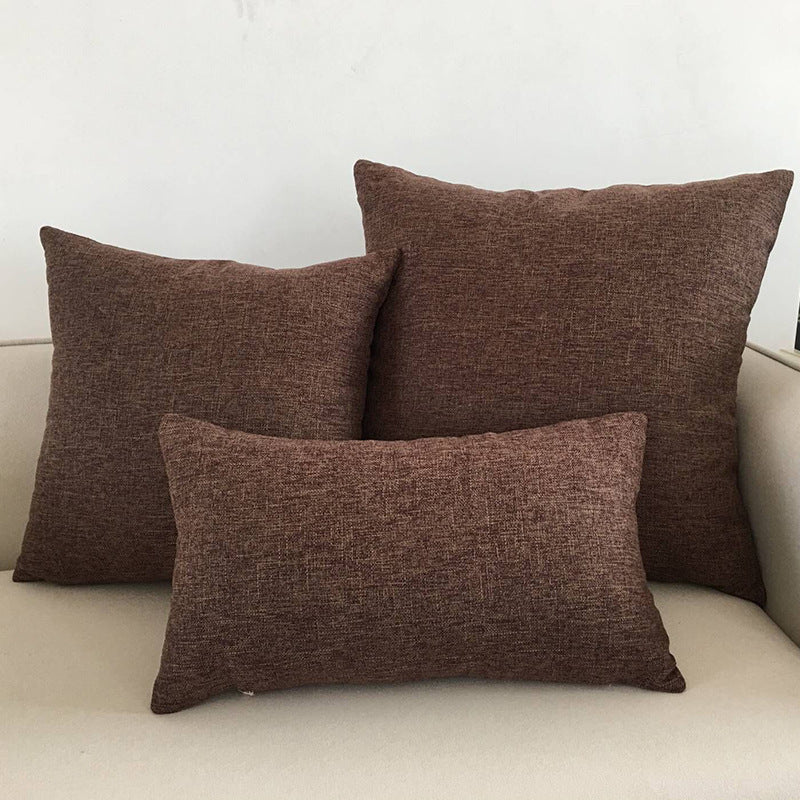Solid Colour Cotton And Linen Throw Pillow Cushion Cover