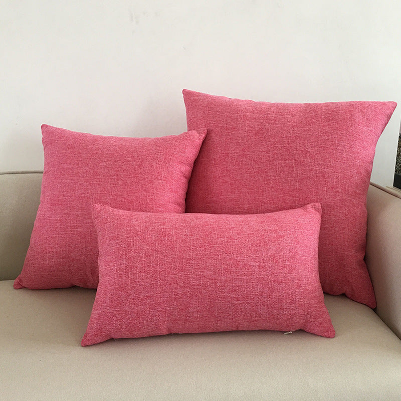 Solid Colour Cotton And Linen Throw Pillow Cushion Cover
