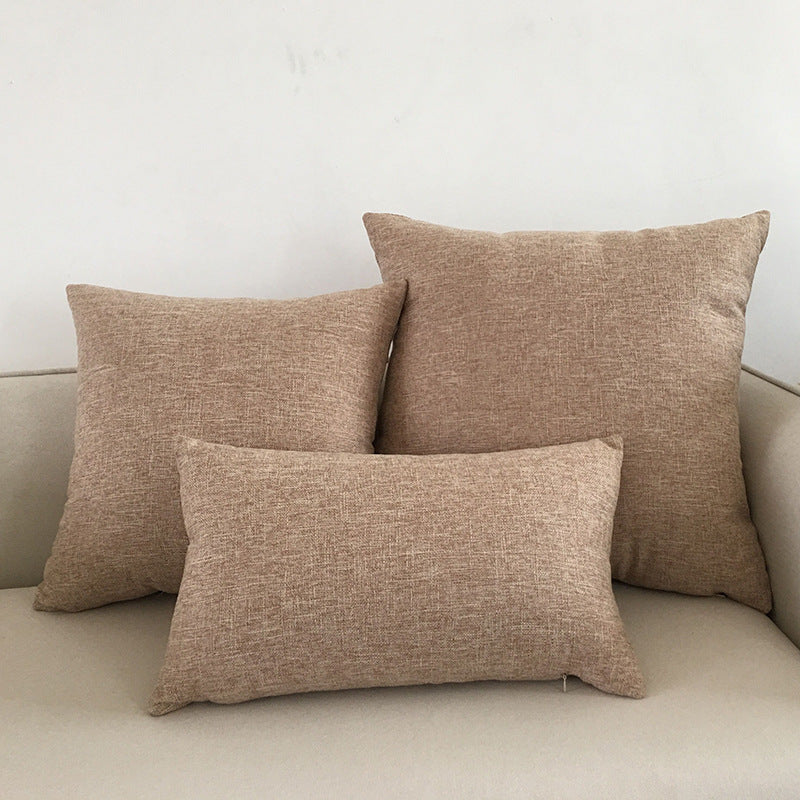 Solid Colour Cotton And Linen Throw Pillow Cushion Cover