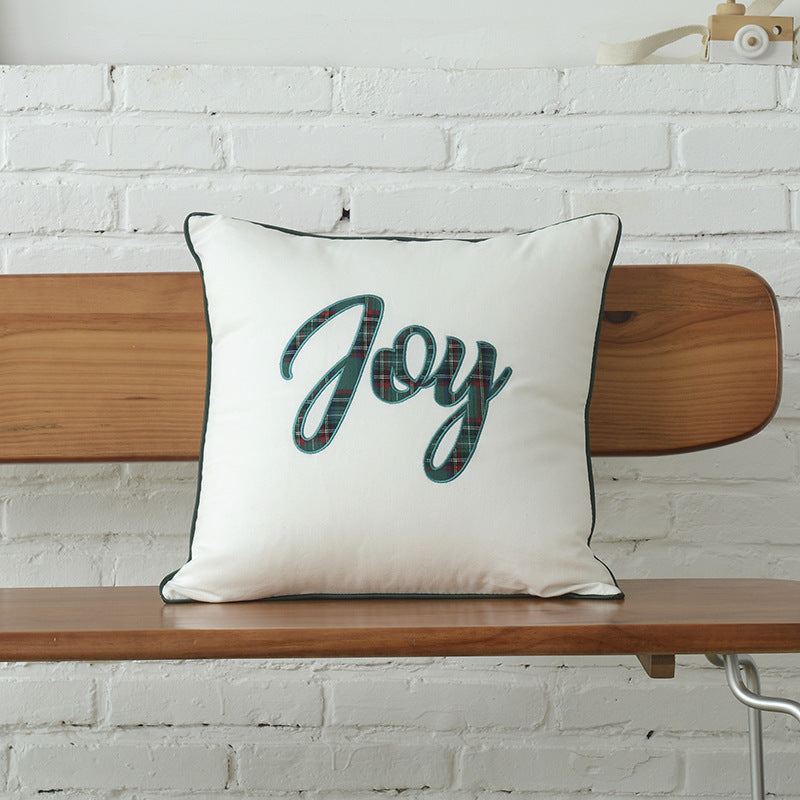 Cotton mix Canvas Christmas Green Plaid Pillow Cover