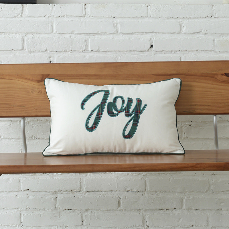 Cotton mix Canvas Christmas Green Plaid Pillow Cover