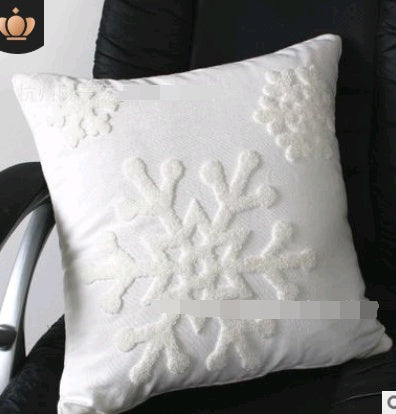Cotton Embroidered Snowflake Christmas Series Cushion Cover
