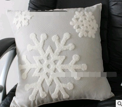 Cotton Embroidered Snowflake Christmas Series Cushion Cover