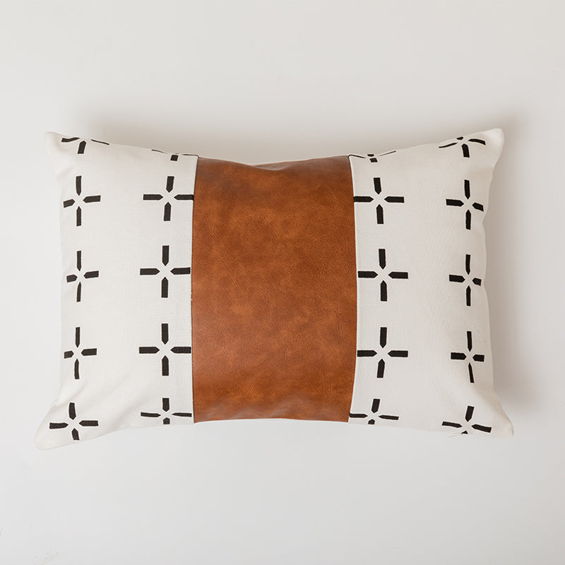 Bohemian Leather & Cotton Cushion Cover
