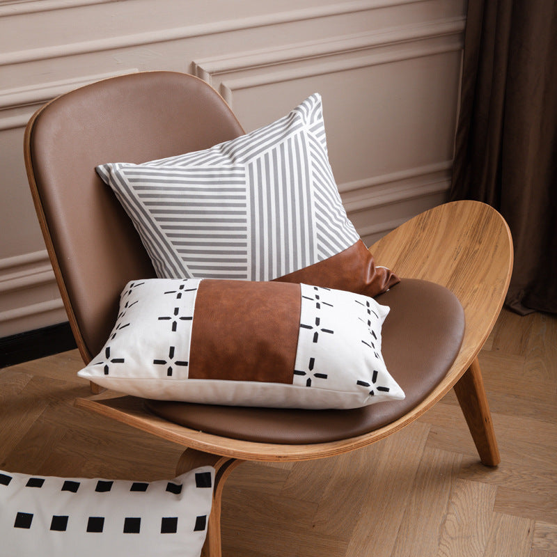 Bohemian Leather & Cotton Cushion Cover