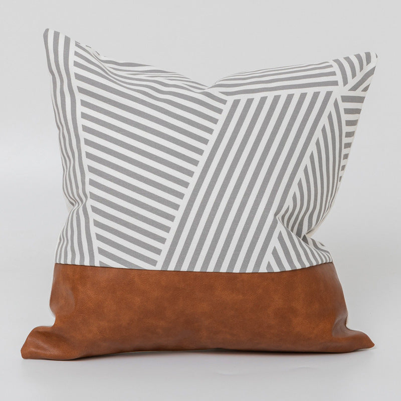 Bohemian Leather & Cotton Cushion Cover