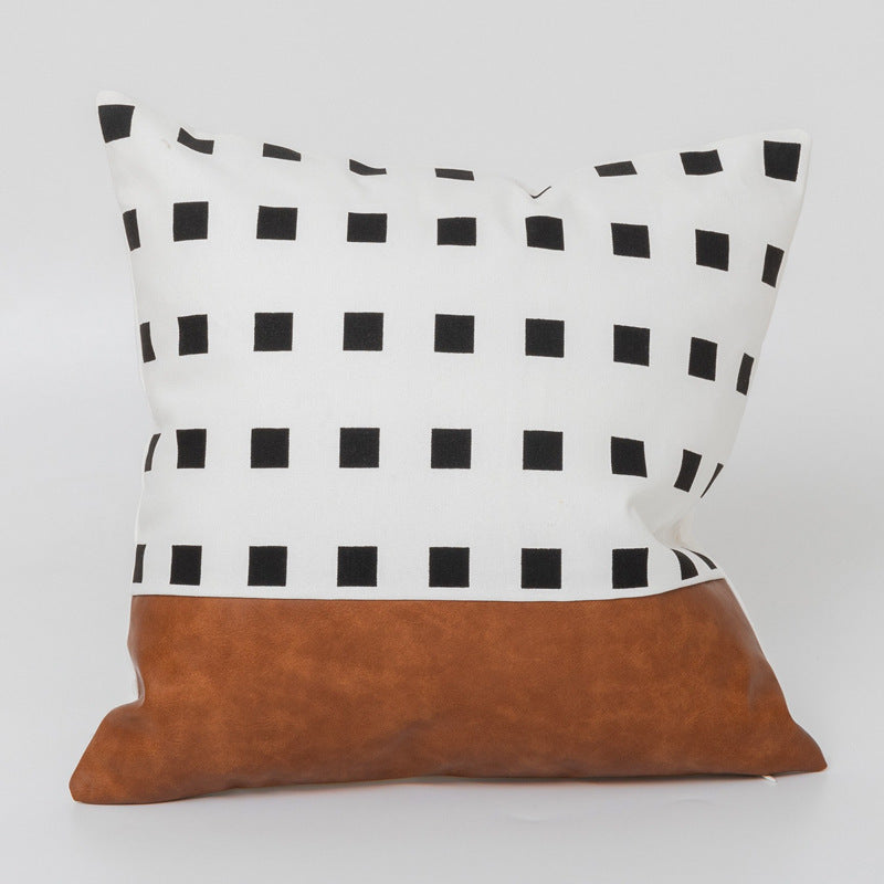Bohemian Leather & Cotton Cushion Cover