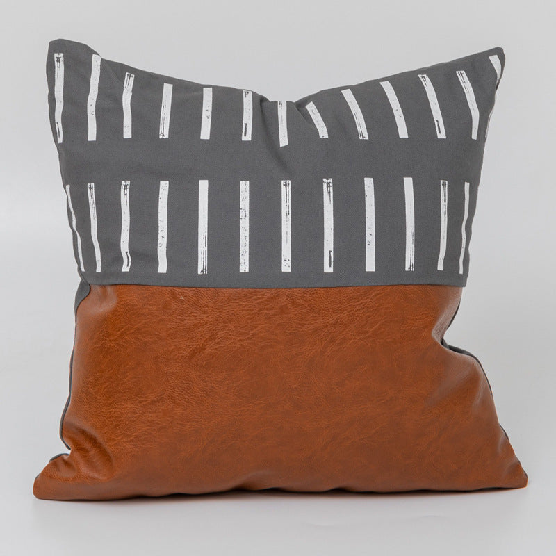 Bohemian Leather & Cotton Cushion Cover