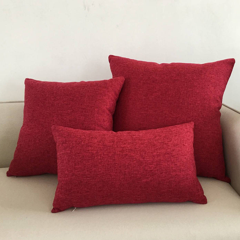 Solid Colour Cotton And Linen Throw Pillow Cushion Cover