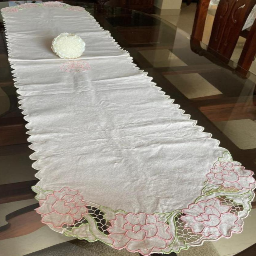 Table Runner with Cutwork Embroidery
