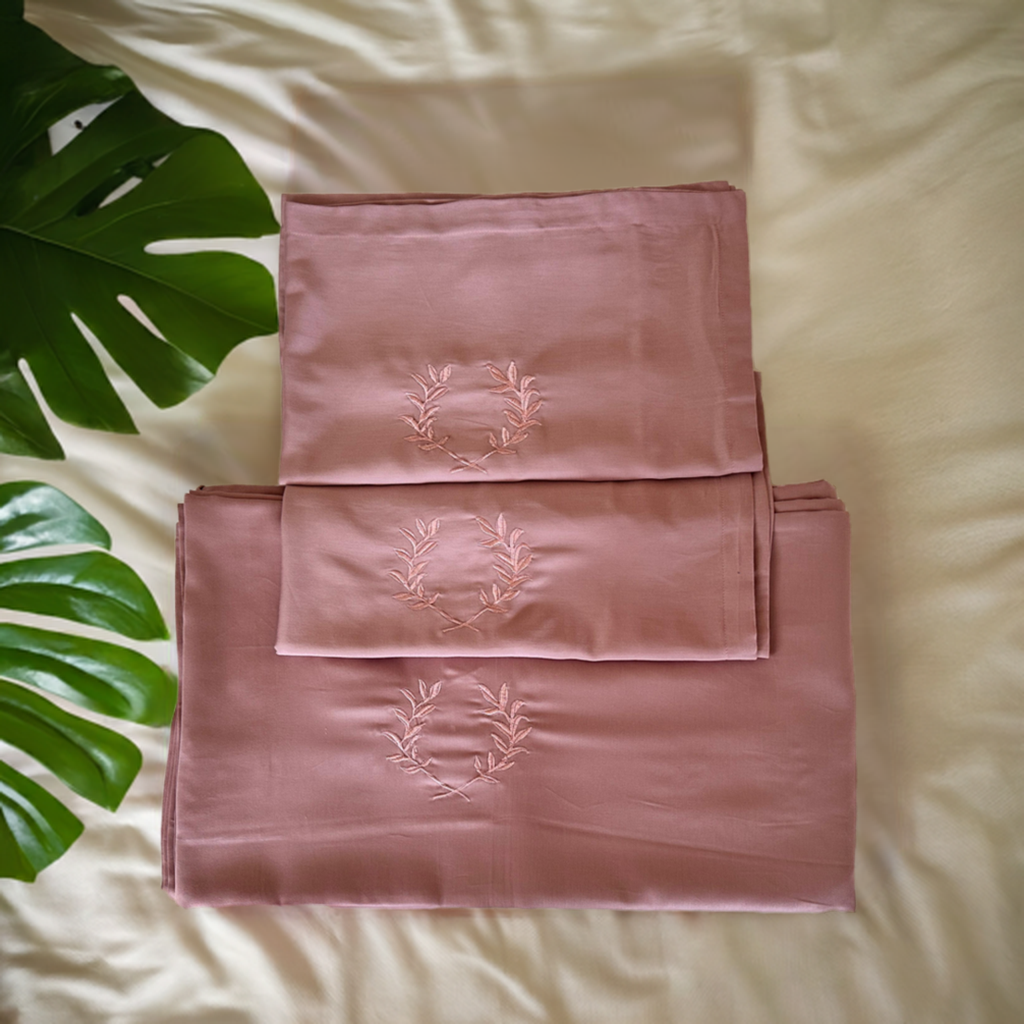 Bed Sheet with two Pillow covers - Embroidered