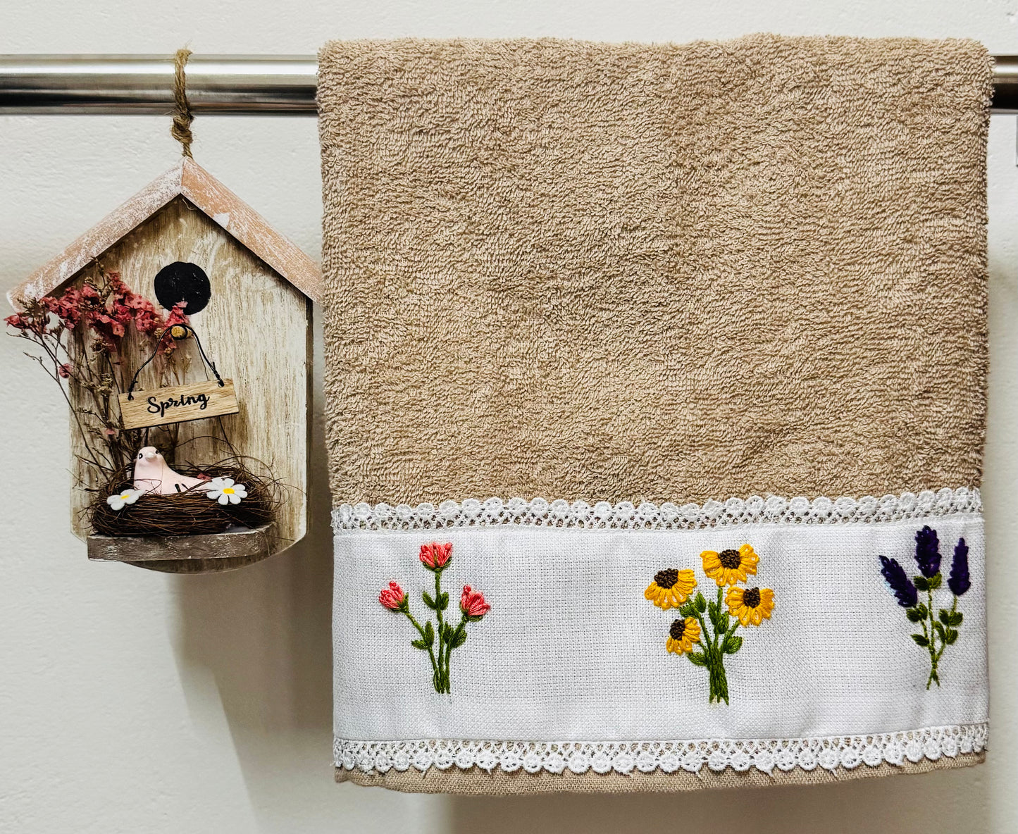 Hand Towel with Embroidery & Lace