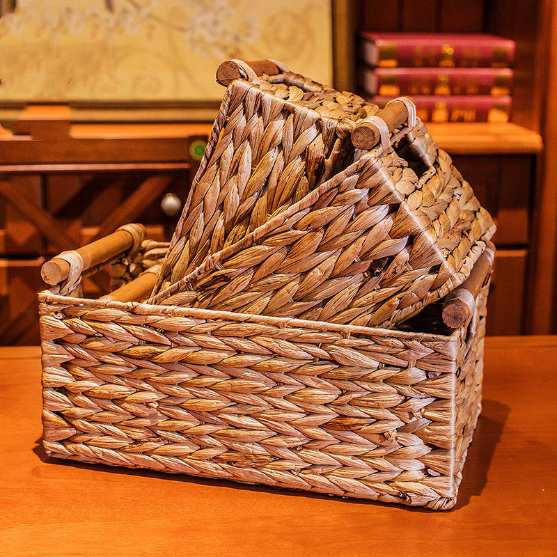 Straw Storage Basket Organizer