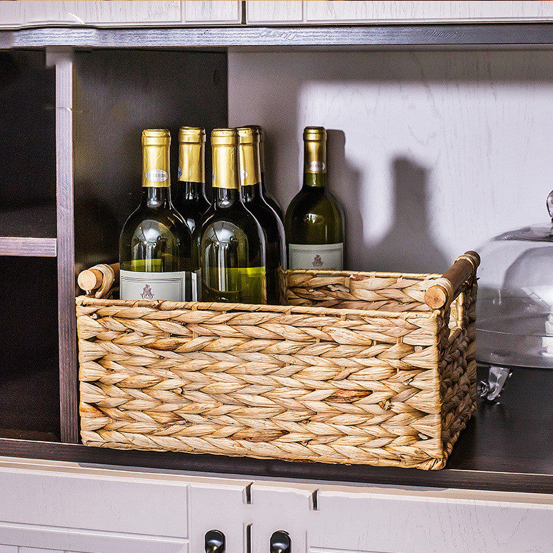 Straw Storage Basket Organizer