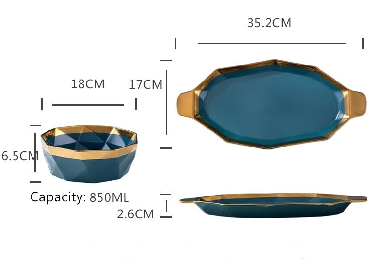 Diamond Shaped Ceramic Salad Bowls