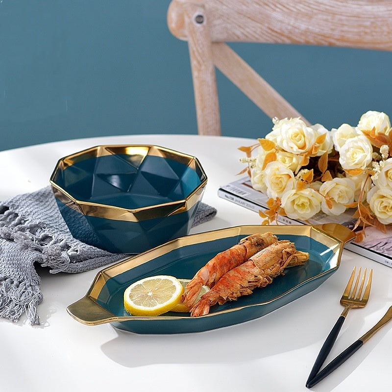 Diamond Shaped Ceramic Salad Bowls