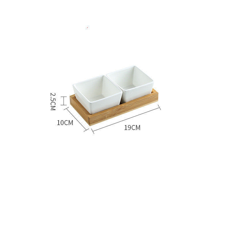 Ceramic & Wood Snack Platter