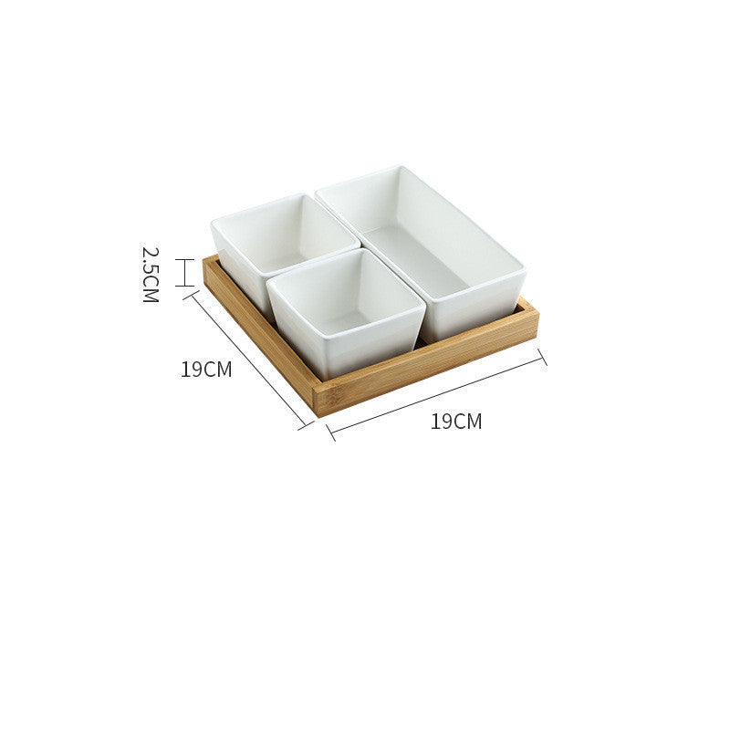 Ceramic & Wood Snack Platter