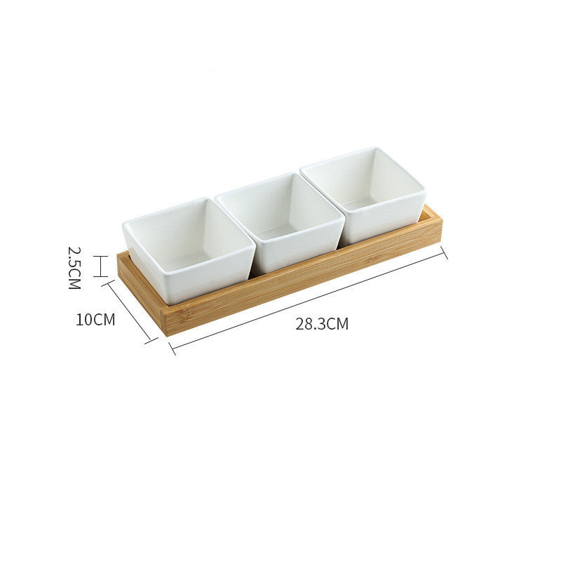 Ceramic & Wood Snack Platter