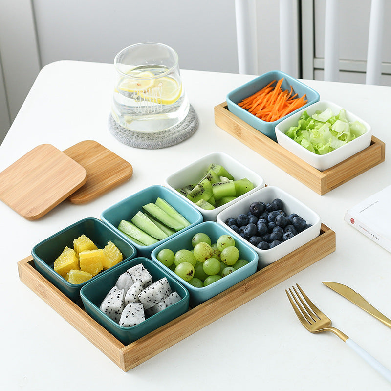 Ceramic & Wood Snack Platter