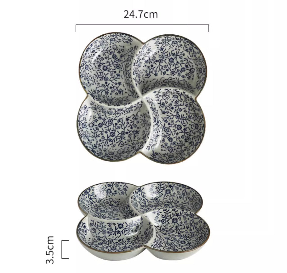 Four-grid Ceramic Platter