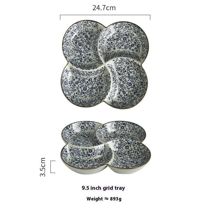 Four-grid Ceramic Platter
