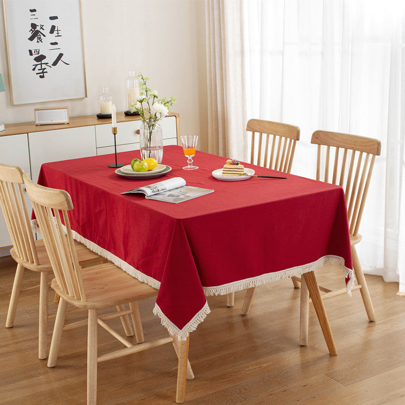 Table Cloth Washed Cotton Tassel