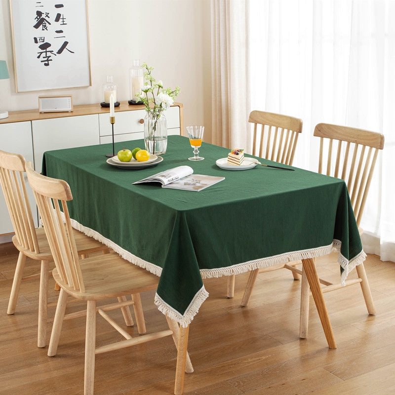 Table Cloth Washed Cotton Tassel