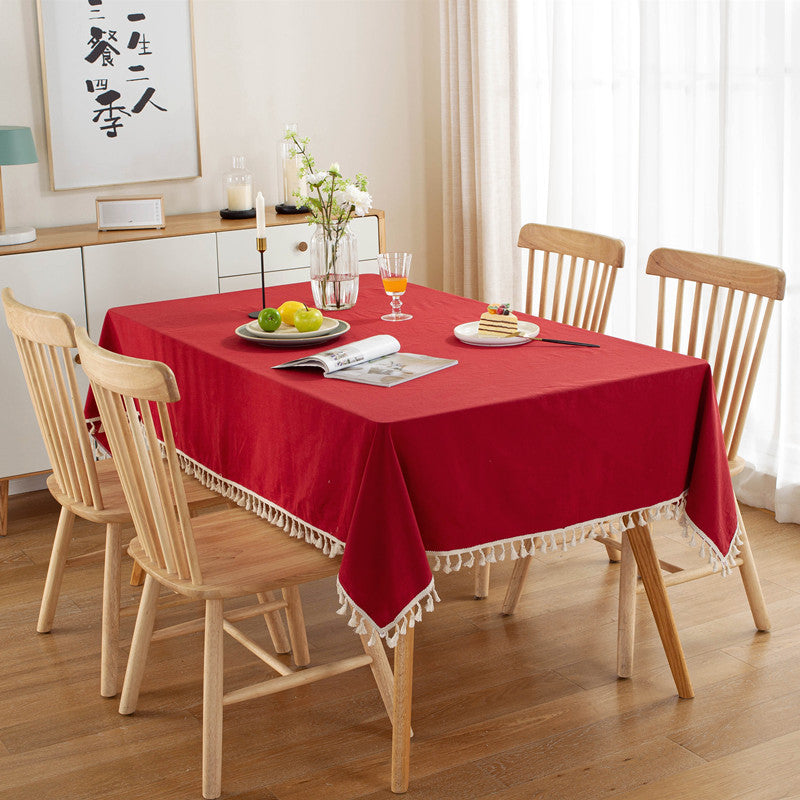 Table Cloth Washed Cotton Tassel