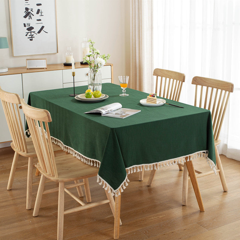 Table Cloth Washed Cotton Tassel