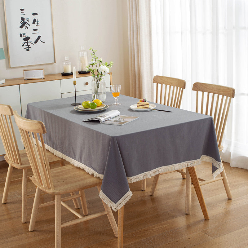 Table Cloth Washed Cotton Tassel