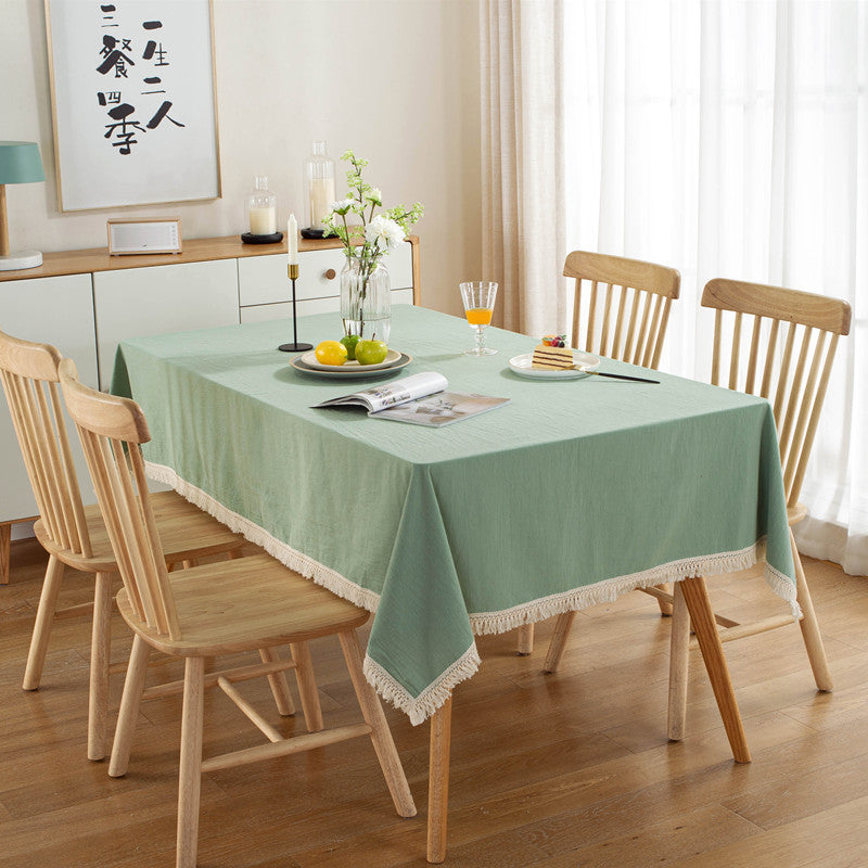 Table Cloth Washed Cotton Tassel