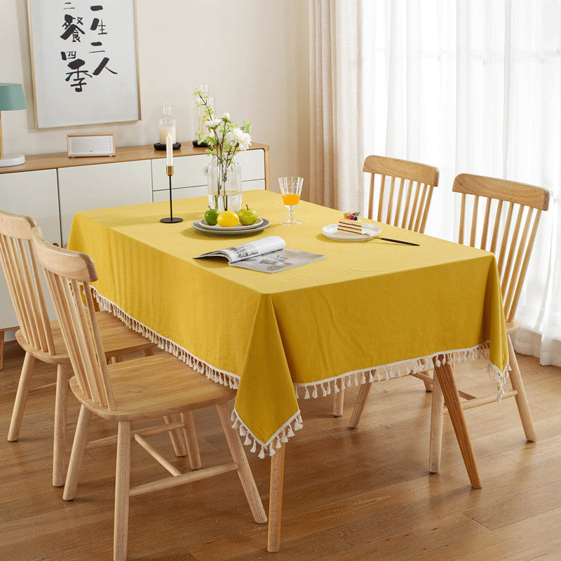 Table Cloth Washed Cotton Tassel