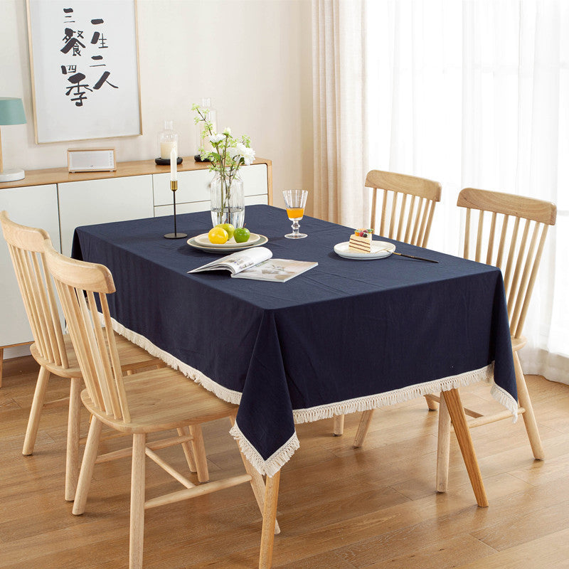 Table Cloth Washed Cotton Tassel
