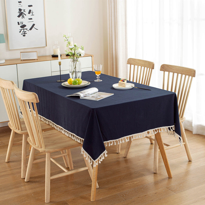 Table Cloth Washed Cotton Tassel