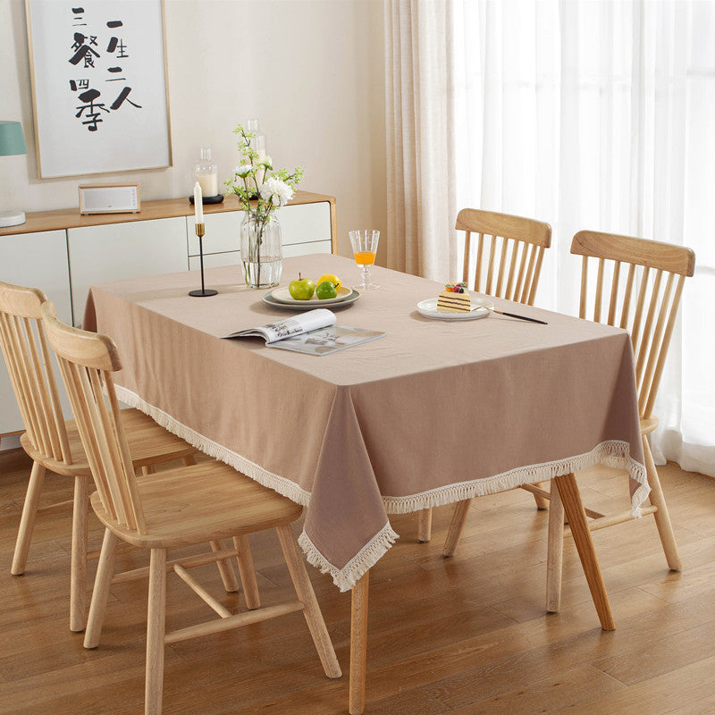 Table Cloth Washed Cotton Tassel