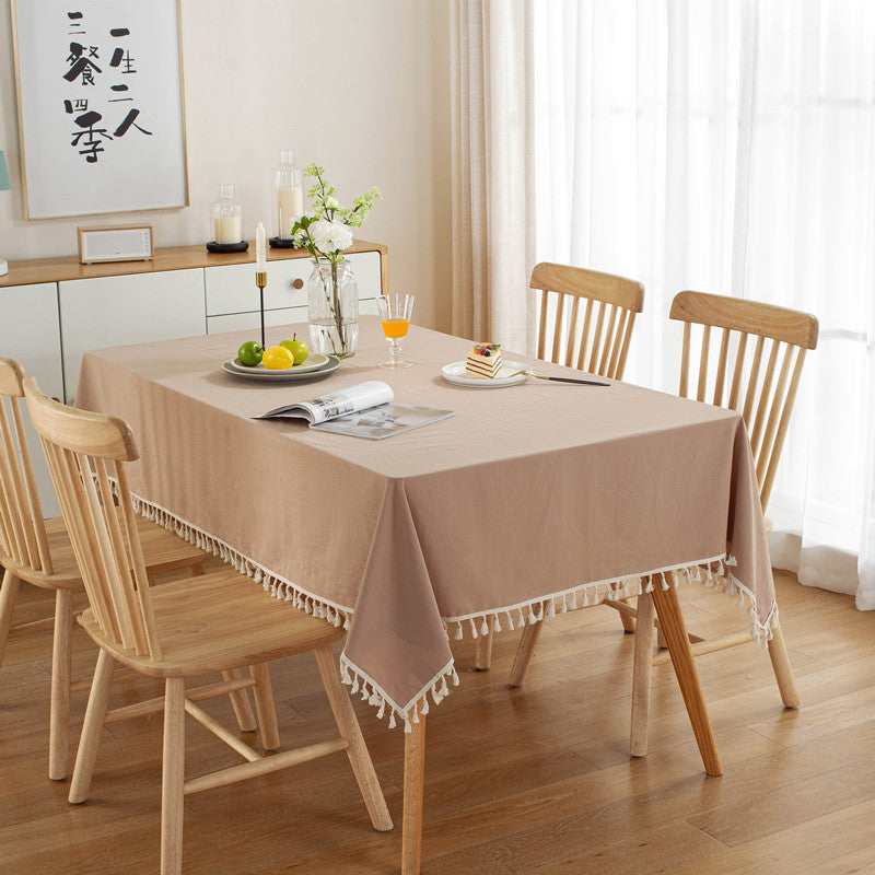 Table Cloth Washed Cotton Tassel