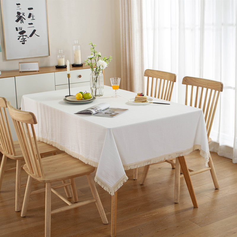 Table Cloth Washed Cotton Tassel