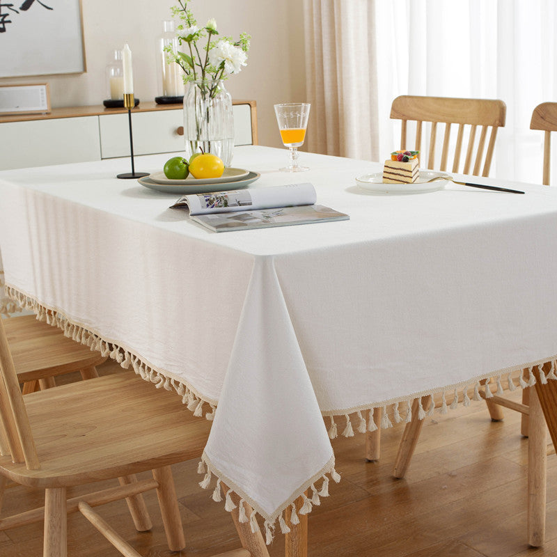 Table Cloth Washed Cotton Tassel