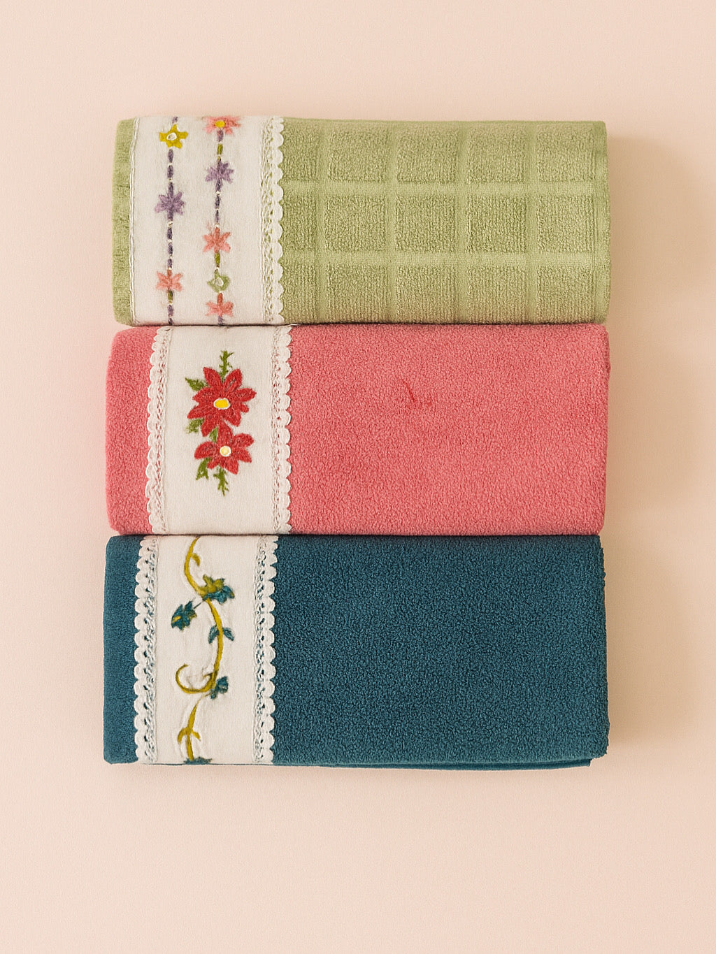 Hand Towel with Embroidery & Lace - Towel Sets