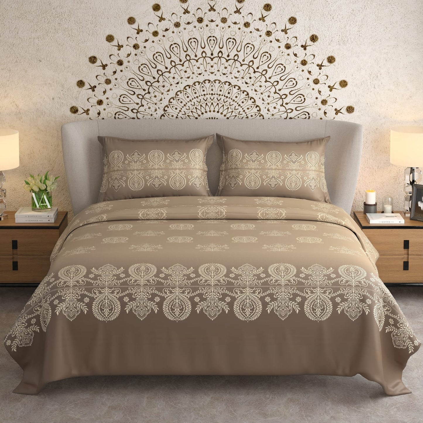 Bed Sheet with two Pillow covers - Sengol print