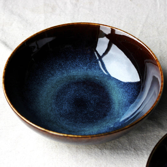 Ceramic Blue Kiln Shallow Dish