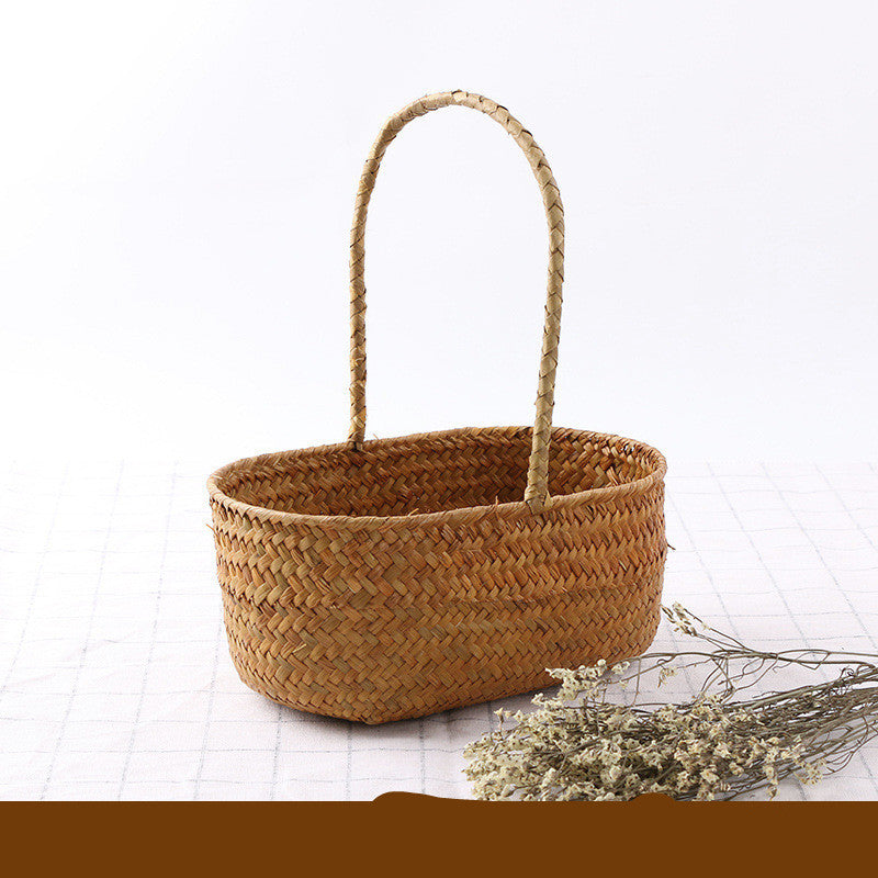 Seaweed Wicker Rattan Flower Basket Storage Table Top Organizer Gift Basket Decorative Storage Basket