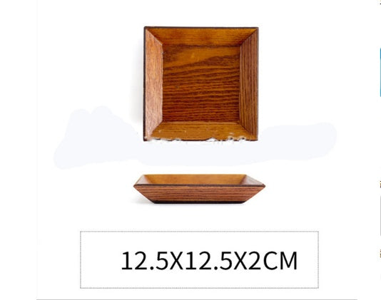 Square Wooden Plate Set Premium Acacia Wood Cake Plate Dishes Dessert Serving Tray Wood Sushi Plate Dinnerware Tableware