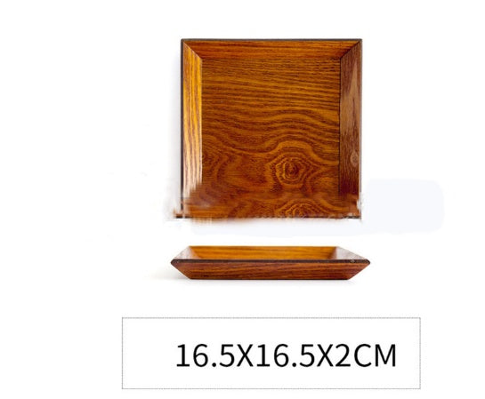 Square Wooden Plate Set Premium Acacia Wood Cake Plate Dishes Dessert Serving Tray Wood Sushi Plate Dinnerware Tableware