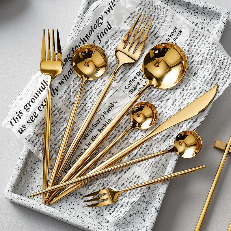 Gold-plated Cutlery Stainless Steel Mirror Gloss