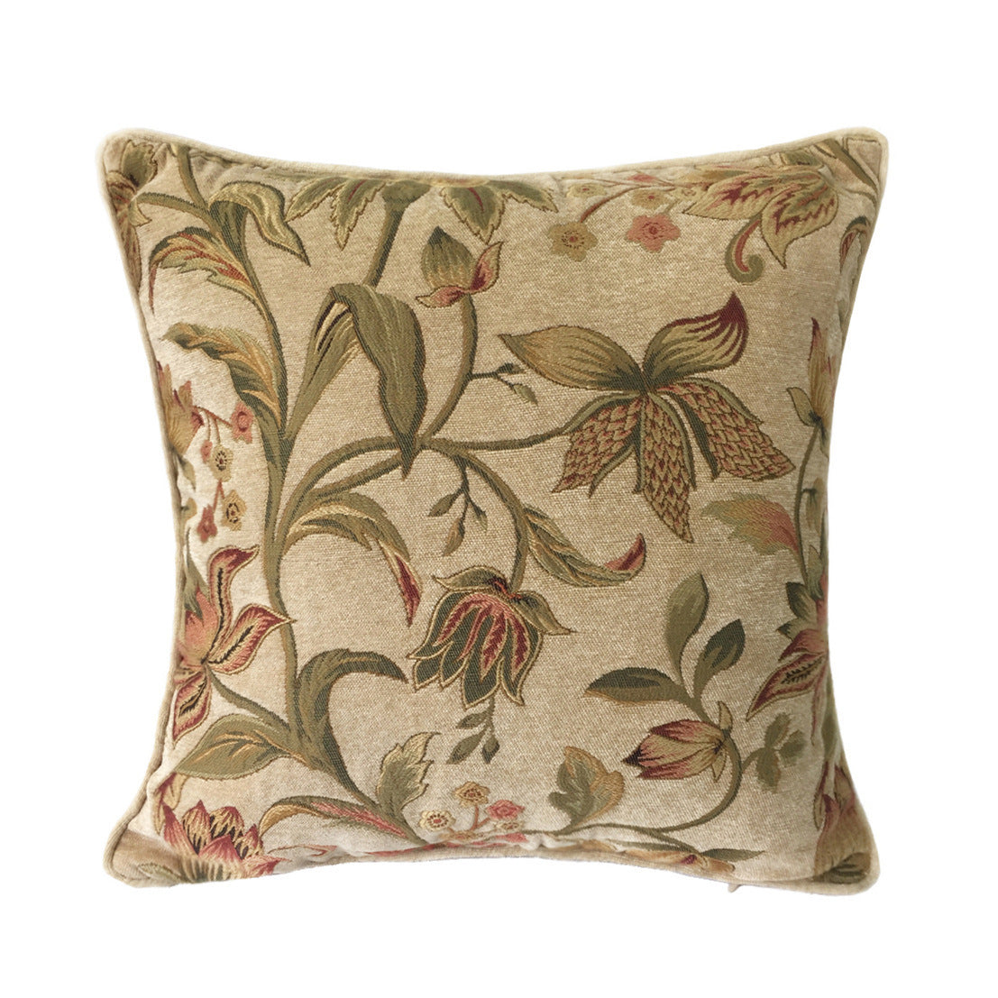 Classical Flower Pillowcase Flower Cotton Brown Chenille Living Room Sofa Cushion Cover